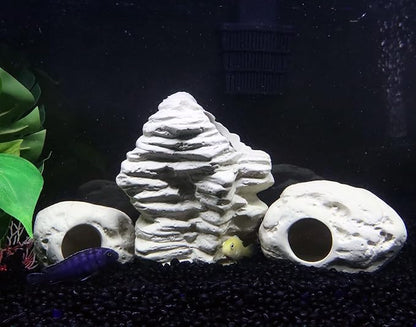 ALEGI Aquarium Decoration Rock Caves, Betta Fish Tank Accessories Hideout, Cichlid Stackable Cave Hiding (Small & Medium & Large)