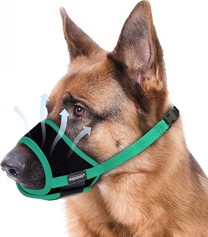 Dog Muzzles for Medium Dogs, Muzzle for Medium Sized Dog, Soft Muzzle for Dogs, Soft Mesh Dog Muzzles for Biting Barking Chewing, Muzzles for Dogs M Green