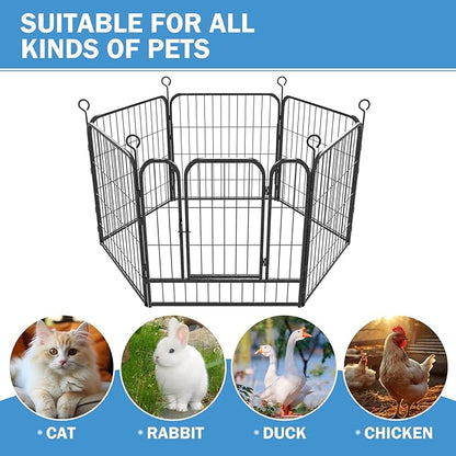 Dog Playpen 6 Panels 24'' Height Heavy Duty Dog Fence with Doors Outdoor Exercise Dog Fence for Large/Medium/Small Dogs Pets Playpen for RV, Camper, Yard