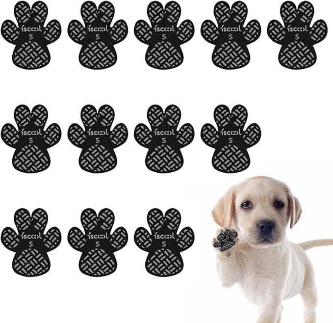 WanheartPaw Protection Anti-Slip Handle Prevents Your Dog from Slipping on Hardwood Floors,Perfect for hot Roads,Disposable self Adhesive Dog Shoes Boots Socks Replacement 24pcs (S)