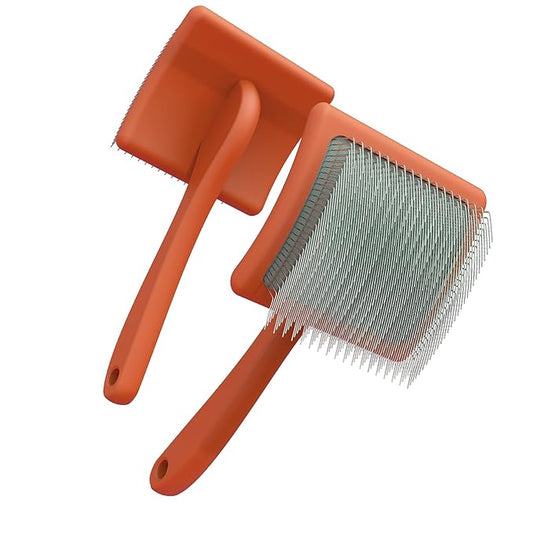 Dog Slicker Brush, Large Dog Brush, Professional Doodles Brush, for Poodles, Goldendoodles and Labradoodles, Easy to Remove Tangles, Mats and Fluff, 3.8''*3.2'' Head, 8'' Body, Large, Orange