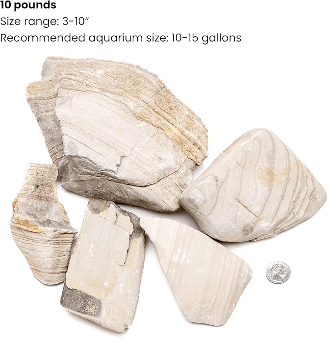 SubstrateSource Natural Stone for Aquarium, Terrarium, Paludarium, Reptile Enclosures - Set of Decorative Rocks for Landcapes, Aquascaping, Fish Tank Decor (Gobi Desert Stone, 10 Pounds, 2-6)