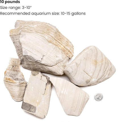 SubstrateSource Natural Stone for Aquarium, Terrarium, Paludarium, Reptile Enclosures - Set of Decorative Rocks for Landcapes, Aquascaping, Fish Tank Decor (Gobi Desert Stone, 10 Pounds, 2-6)