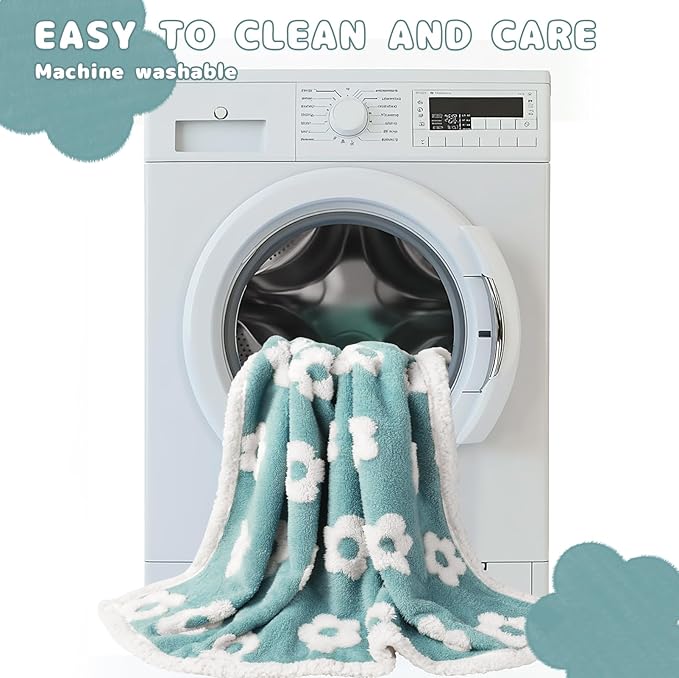 Luciphia Waterproof Dog Cat Blanket Fluffy Thick Fleece Pet Blanket,Washable Double Sided Sherpa Calming Blankets Flower Print Blankets for Medium Large Dogs Cats(Blue,67x57 inches)