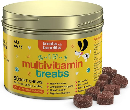 Dog Allergy Relief  8 in 1 Multivitamin Dog Chewables for Senior Dogs Allergies - Antioxidant Superfood Pet Vitamins for Digestion, Hip, Joint, Heart, Brain Health, 90 Soft Chews