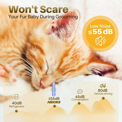 Small Dog Grooming Kit, 4 in 1 Electric Cordless Dog Paw Trimmer with Nail Grinder, Low Noise Dogs Nail Trimmers, IPX7 Waterproof Small Dogs Grooming Clippers for Paws, Ears, Face, Hip Hairl