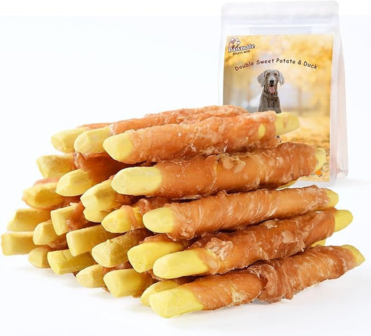 Dog Treats Pumpkin Biscuits Chicken Wrapped, Low Fat Healthy Chewy Training Treats for Small Medium Large Dogs