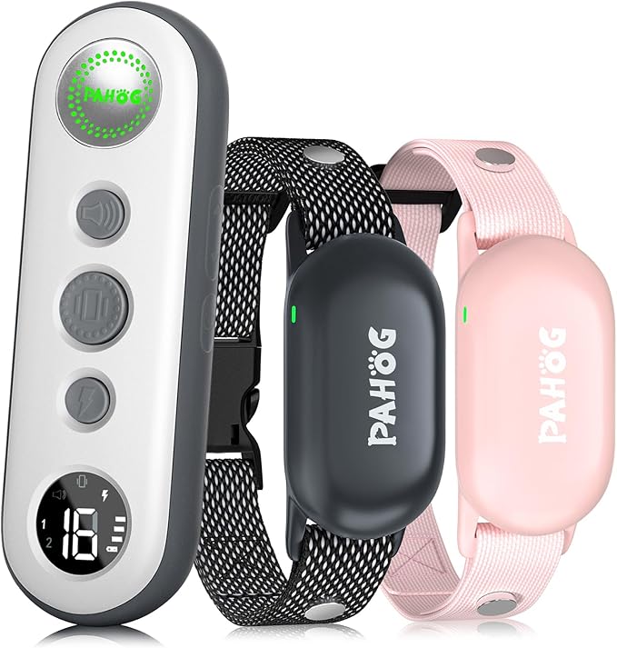 Dog Shock Collar for 2 Dogs (8-120lbs), IPX7 Waterproof Rechargeable Training Collars for Large Medium Small Dogs with 1000FT Remote Range, Beep Vibration Shock - Grey