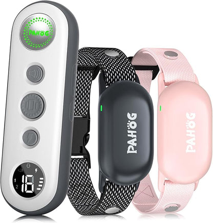 Dog Shock Collar for 2 Dogs (8-120lbs), IPX7 Waterproof Rechargeable Training Collars for Large Medium Small Dogs with 1000FT Remote Range, Beep Vibration Shock - Grey