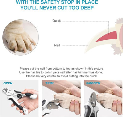 PetiFine LED Dog Nail Clippers with Light, Dog Nail Trimmer with Safety Guard & Nail File, Razor Sharp Blades, Pet Nail Trimmer/Clipper for Large & Medium Breeds (Batteries-Included)