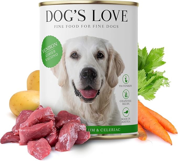 DOG'S LOVE Single Protein, Limited Ingredients, Ethically Sourced, Grain Free Wet Dog Food - Canned Soft Dog Food, Grain Free Dog Food for Your Dog - Premium Can Dog Food | 6 cans (14.1 Oz, Venison)