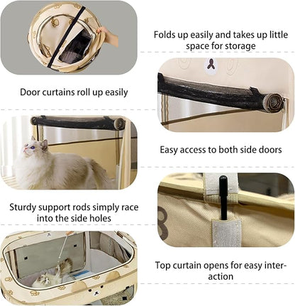VCEPJH Portable Dog Playpen Foldable Pet Play Pen Collapsible Cat Tent Durable Puppy Crates Kennel Camping Doggy Playpen for Indoor Outdoor Travel Use Kitten Rabbit Animal(L)