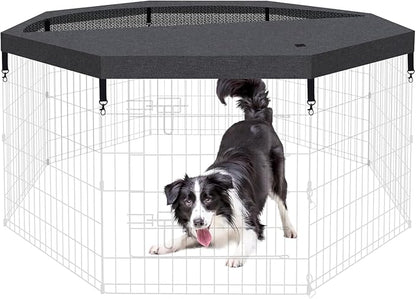Dog Pen Pet Playpen Dog Fence Cover Indoor Foldable Metal Wire Exercise Puppy Play Yard Pet Enclosure Cover Outdoor (Only Top Cover, Playpen Not Included)