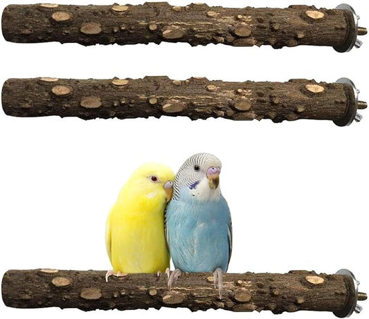 PINVNBY 3Pcs Bird Perches for Cage, Nature Wood Prickly Parrot Stand Toy Paw Grinding Stick for Small Medium Birds Parrot Parakeet Cockatiel Conure Cage Accessory