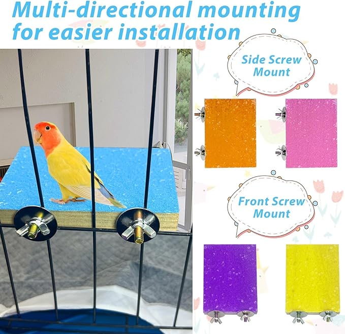 kathson 12 Pcs Bird Perch Stand Toy Colorful Wood Paw Grinding Stick Parrot Perch Stand Holder Platform Bird Cage Accessories for Pet Bird Parakeet Cockatiels Lovebirds (6 Random Colors)