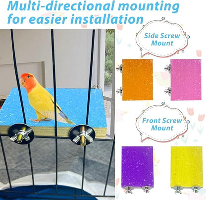 kathson 12 Pcs Bird Perch Stand Toy Colorful Wood Paw Grinding Stick Parrot Perch Stand Holder Platform Bird Cage Accessories for Pet Bird Parakeet Cockatiels Lovebirds (6 Random Colors)
