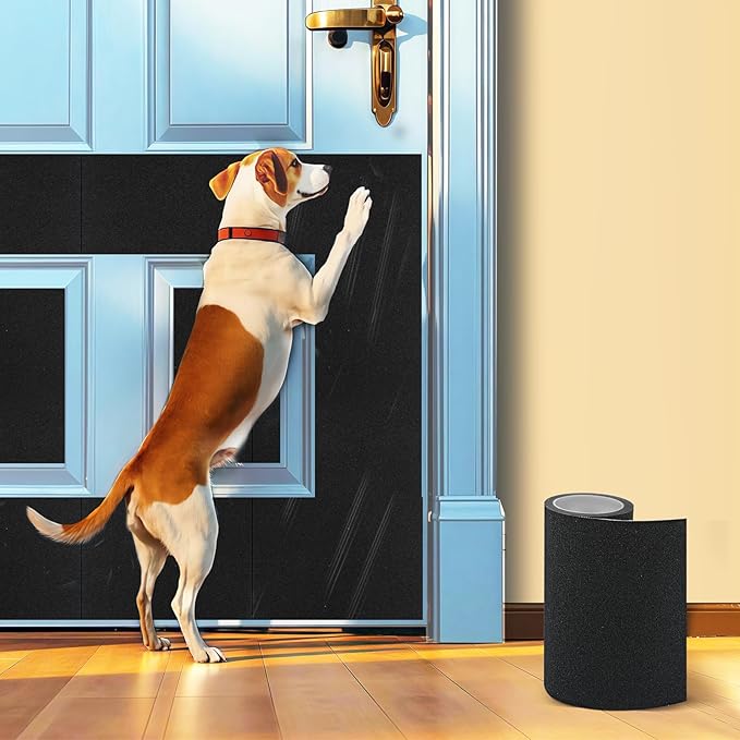 Pet Nail Self Adhesive Replacement Emery Paper, Eases Dog Nail Trimming Anxiety, Suitable for Doors and Walls(10in*13ft, Black)