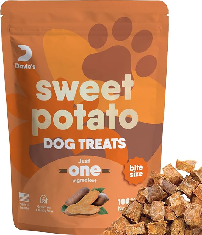 Davie's Sweet Potato Dog Treats Training - Bite Size Dog Treats for Small or Large Dogs, Dog Training Treats, Healthy Dog Treats Made in USA Only, Grain Free, Vegetarian Alternative to Rawhide Chews