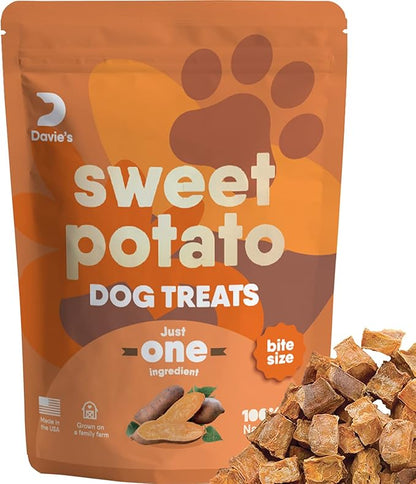 Davie's Sweet Potato Dog Treats Training - Bite Size Dog Treats for Small or Large Dogs, Dog Training Treats, Healthy Dog Treats Made in USA Only, Grain Free, Vegetarian Alternative to Rawhide Chews