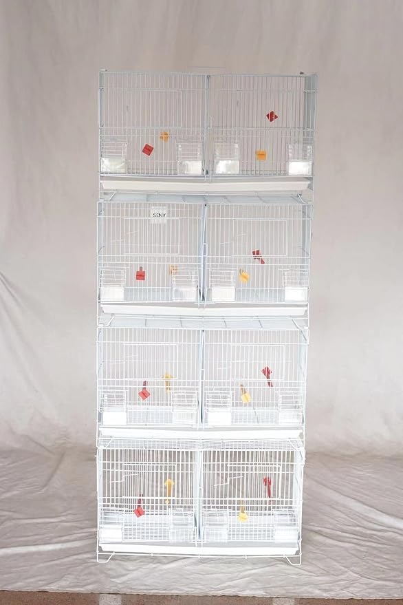 Seny Set of 4 Stackable Breeding Bird Cage for Canary Finch Small Birds (White)