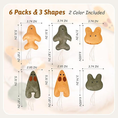 Nobleza Catnip Toys for Indoor Cats, 6 Pack Cute Teething Chew Kitten Toys, Interactive Plush Bite Resistant Cat Toys with Crinkle Paper and Natural Catnip, Fish Mouse Kitty Shapes Toy for Bored Cats