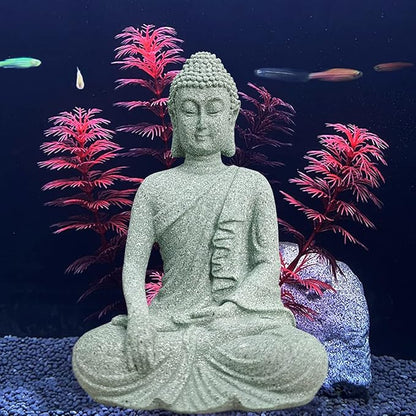 livelyfish Aquarium Buddha Statue Asian Japanese Fish Tank Decoration Zen Buda Figurines Stone Buddha Sculpture Ornaments for Fish Tank,Gift (B)