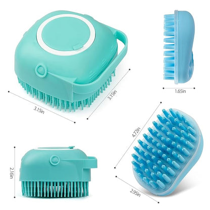 2Pack Dog Bath Brush, Soft Silicone Pet Shampoo Massage Dispenser Grooming Shower Brush for Short Long Haired Dogs and Cats Washing, ISWAYSTORE