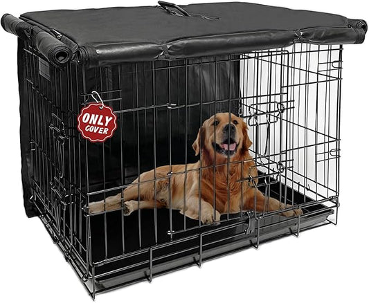 42 Inch Dog Crate Cover Dog Kennel Cover, Large XL Dog Crate for Large Dogs Wire Dog Cage with1 2 3 Doors, Waterproof 600D Oxford Fabric Indoor/Outdoor Black