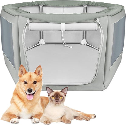 Makerfire Dog Playpen 37 × 32 Inch, Puppy Playpen with Gate for Small Dog/Cat, Pet playpen Tent Kennel Crate for Indoor/Outdoor, Sturdy Safe and Moisture Resistant