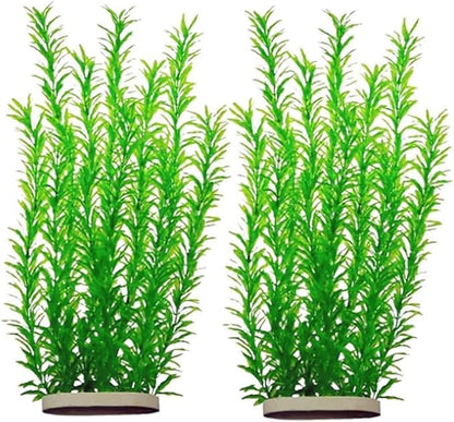 2-Pack Aquarium Plant Aquarium Decor Plastic Plants Extra Large 21 Inches Artificial Long Fish Tank Plants Tall Fish Tank Decorations Artificial Green Water Plants (Green)
