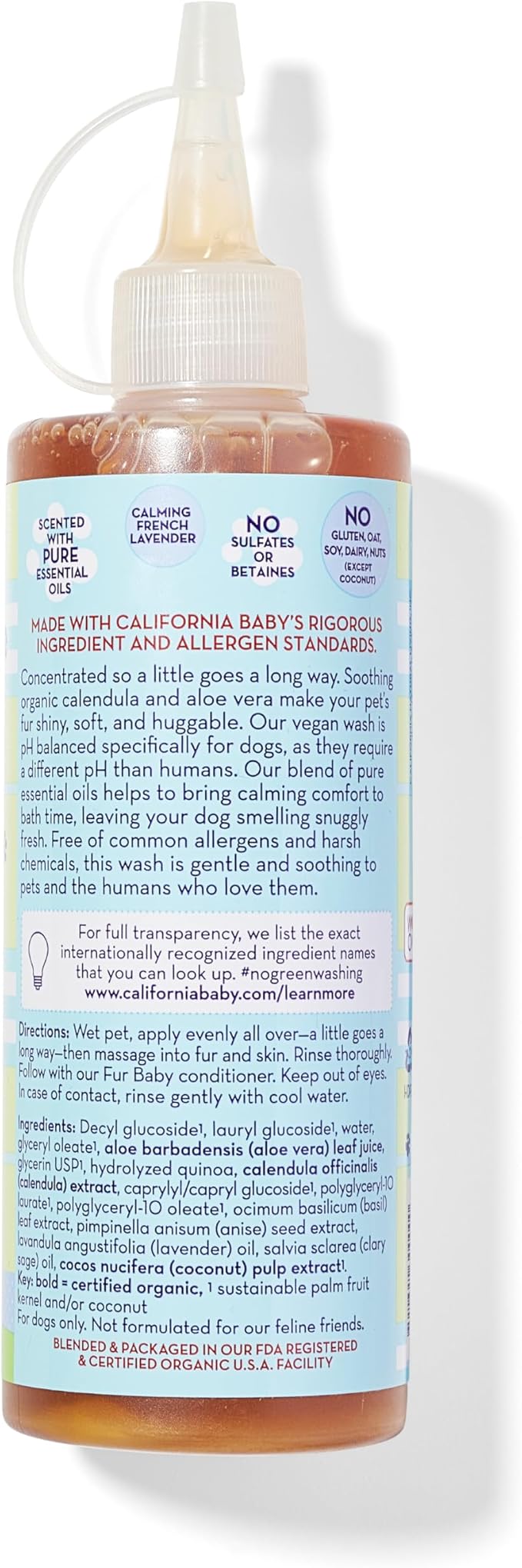 California Baby Hypoallergenic Dog Shampoo + Conditioner | 100% Plant-Based Ingredients | Lavender Scent | pH Balanced for Pets | Soothing Organic Calendula + Aloe + Apple Cider Vinegar