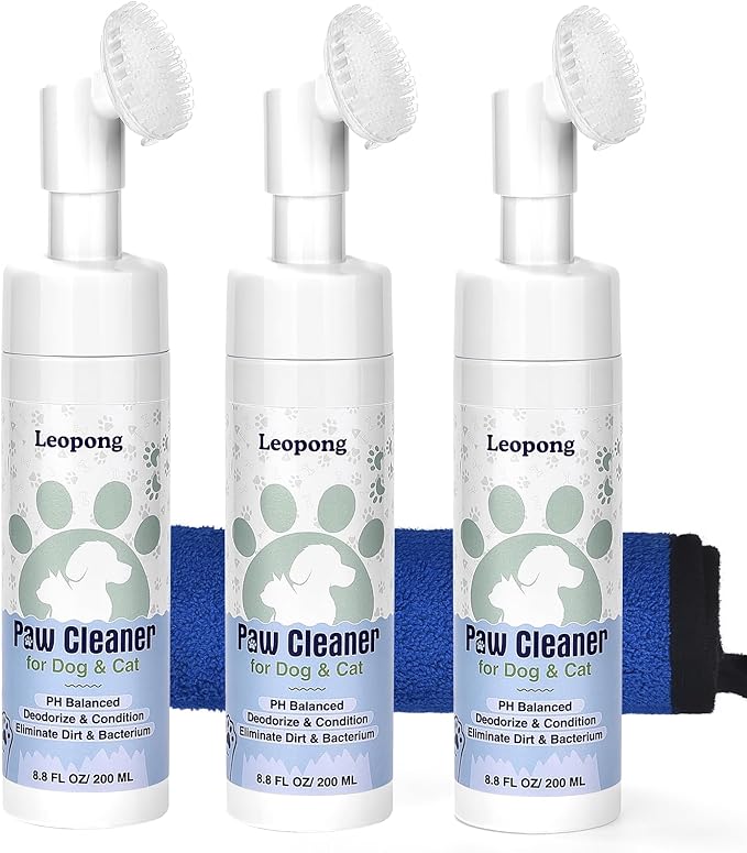 Dog Paw Cleaner,Dog Paw Wash Care for Dogs Large Medium Small XL Breed,3 Pack Waterless Foam with Silicone Scrubber, Dogs Cats Feet Paw Cleaner