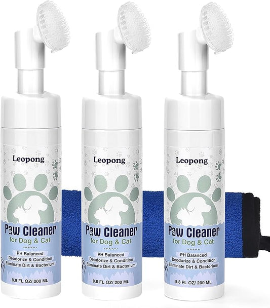 Dog Paw Cleaner,Dog Paw Wash Care for Dogs Large Medium Small XL Breed,3 Pack Waterless Foam with Silicone Scrubber, Dogs Cats Feet Paw Cleaner