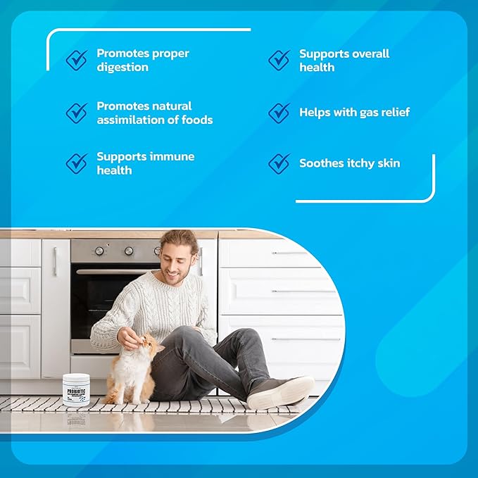 Probiotics for Dogs and Cats - Vet Formulated Pet Prebiotic & Enzyme Powder for Digestive, Gut & Immune Health - 1600 Servings (400 g)