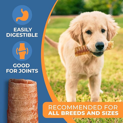 K9warehouse® - 6 Inch Beef Trachea Dog Chews - 25 Count Trachea Flats for Dogs - Packed in USA - Trachea Dog Treats - All Natural Grass-Fed Beef Dog Chews - Rich in Glucosamine Chondroitin