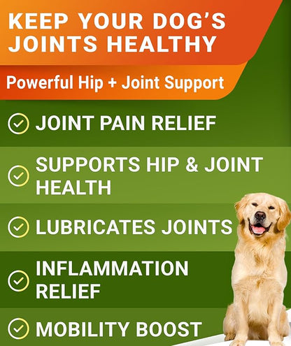 STRELLALAB Glucosamine Treats for Dogs - Joint Supplement w/Omega-3 Fish Oil - Chondroitin, MSM - Advanced Mobility Chews - Joint Pain Relief - Hip & Joint Care - Bacon Flavor - 120 Ct - Made in USA