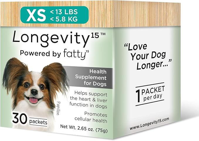 Yummy Combs Longevity15  C15:0  Fatty Acid Health Supplement for Dogs  Healthy Pet Supplies  for Extra Small Dogs, 1 Pack