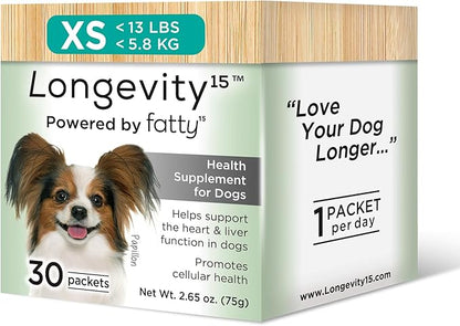 Yummy Combs Longevity15  C15:0  Fatty Acid Health Supplement for Dogs  Healthy Pet Supplies  for Extra Small Dogs, 1 Pack