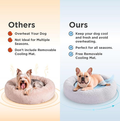 Small Donut Dog Bed, Calming Dog Bed Washable Ideal for Small to Large Dogs and Cats & Round Dog Bed,Anti-Anxiety Multiple Sizes (Light Grey, Combo Small (23" L x 23" W x 7" Th))