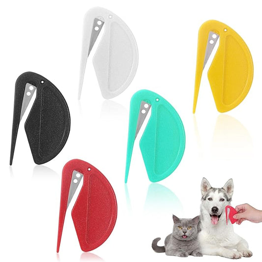 5 Pieces Colorful Pet Knotting Comb Set, Small Plastic Cat Hair Removal Tool, Multifunctional Dematting Comb for Dogs Grooming Removing Loose Tangled Supplies (5)