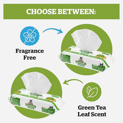 Pogi_ Dog Grooming Wipes  Hypoallergenic Pet Wipes for Paws, Body & Butt  Cleaning & Hydrating, Green Tea Scent, 100-Count