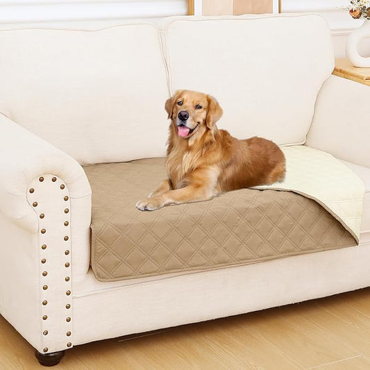 Smiry Waterproof Dog Blanket, Reversible Dog Bed Cover Pet Blanket, Soft Couch Cover for Dogs Washable, Bed Couch Sofa Furniture Protector for Puppy Cat Kids (30"x53", Camel/Beige)