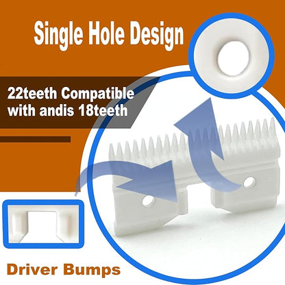 3PCS Ceramic Coarse Pet Replacement Blade Cutter Compatible with Andis 64440, Oster A5, Wahl KM Series Clipper, 22Teeth White and Black Ceramic Blade Cutter