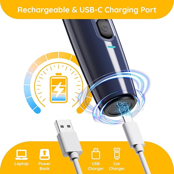 Bonve Pet Nail Grinder for Dogs - Electric Dog Nail Trimmers with 2 LED Lights Super Quiet, Coarse & Fine Wheels. Rechargeable, 2 Speeds for Small Large Dogs & Cats