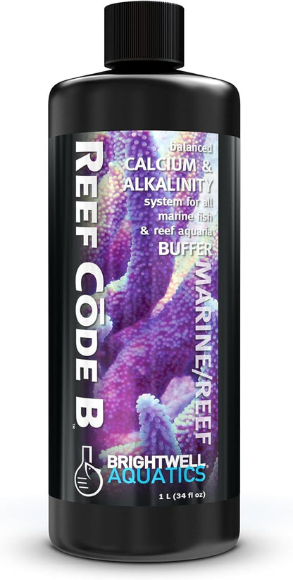 Brightwell Aquatics - Reef Code B - Balanced Calcium & Alkalinity System Water Conditioner - for All Saltwater Marine Fish & Reef Fish Tanks - Aquarium Water Treatments, 33.8 fl oz