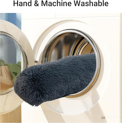 HOMBYS 25" Length Dog Pillows for Large and Medium Dogs, Soft Faux Fur Claming Dog Nek Pillow for Improving Anxiety Reduce, Machine Washable Pet Pillow for Cats, Plush Pet Toy (Dark Grey, 25"x8"x4")