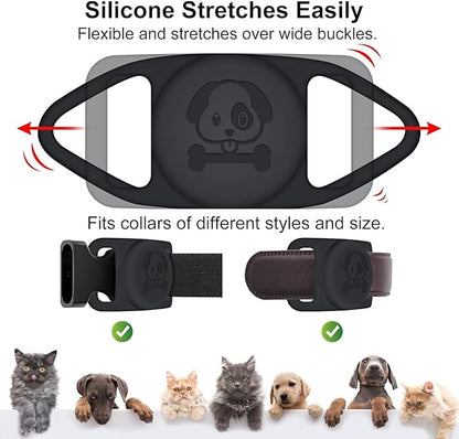Airtag Dog Collar Holder 2 Pack Waterproof Airtag Holder for Dog Cat Collars Silicone Full Body Covered Airtag Case GPS Track Your Pet Durable & Lightweight Airtag Collar Holder