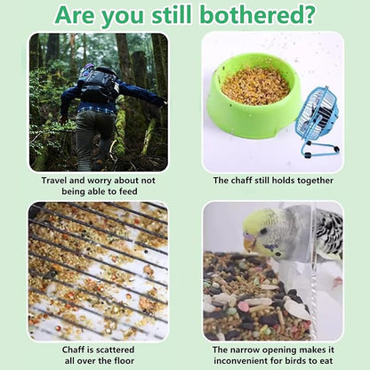 Hamiledyi Automatic Bird Feeder No Mess Bird Cage Feeder Transparent Acrylic Parrot Seed Food Container with Perch Cage Accessories for Parakeet Finch Lovebirds Budgies Canary (Blue)