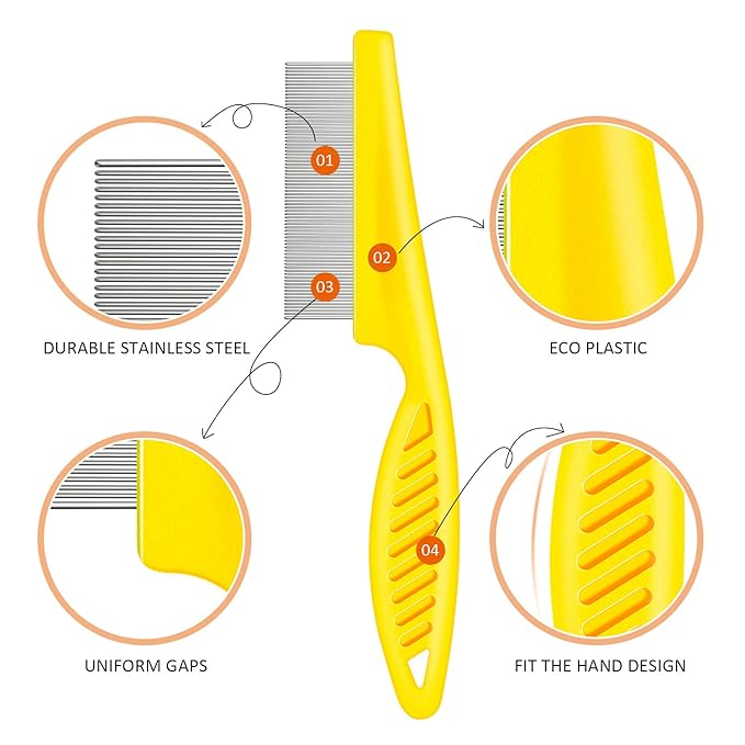 6 Pieces Pet Lice Combs Dog Grooming Flea Cat Tear Stain Comb for Removal Dandruff, Hair Stain, Nit(White, Yellow, Green, Purple, Orange, Dark Blue)