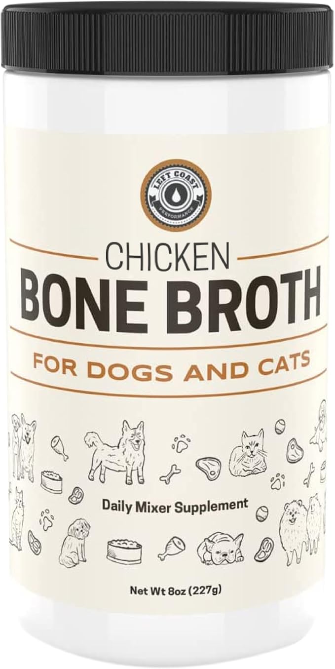 8oz Chicken Bone Broth Powder for Dogs and Cats – Premium Human Grade Chicken Broth Topper for Picky Eaters –Supports Joints and Gut Health – Bone Broth for Cats - Dog Food Toppers For Dry Food